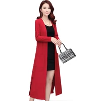brieuces new women long sweater cardigan jacket women spring and autumn knee wind thin jacket slim thin knitted jacket