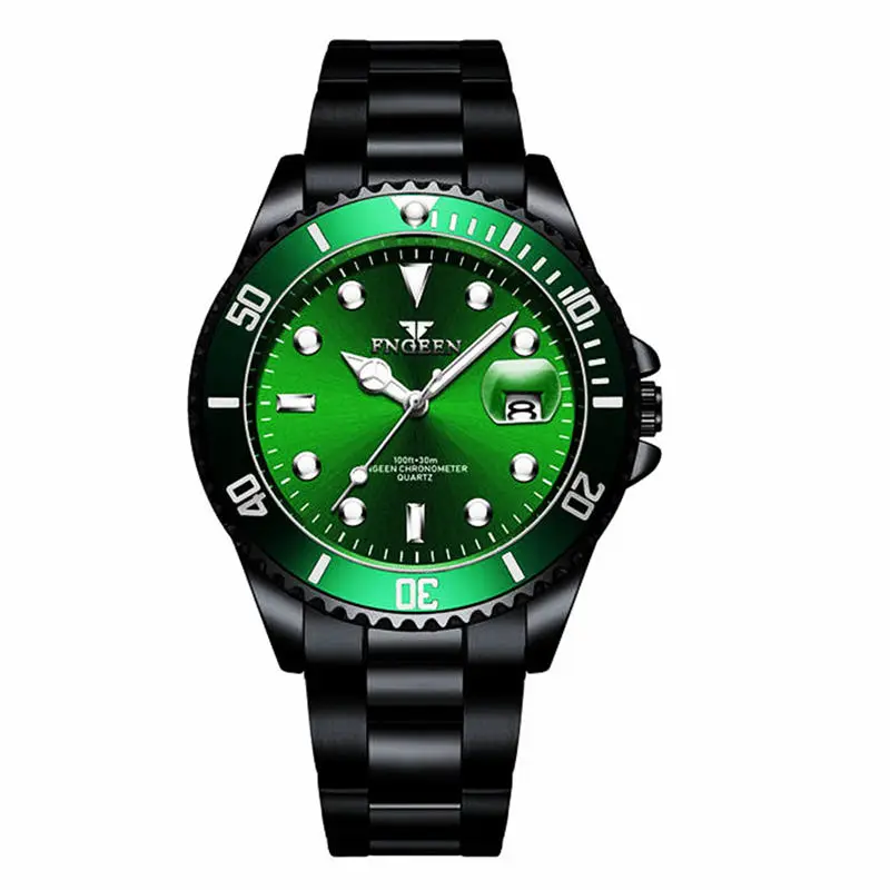 black green FNGEEN Для мужчин s часы лучший бренд класса люкс Водонепроницаемый наручные часы хорошего Дата простые Повседневное, кварцевые наручные часы для женщин, Для мужчин спортивные часы - Цвет: black green