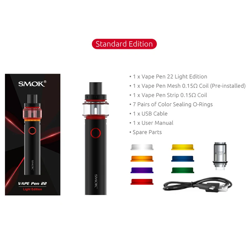 Оригинальная ручка SMOK Vape 22 Light Edition 1650mah батарея электронная сигарета испаритель с