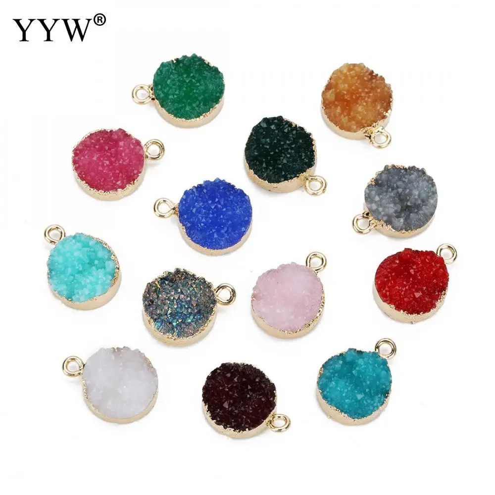 5 шт./лот подвески из смолы Druzy золотого цвета мини 13 мм для DIY ожерелья браслеты