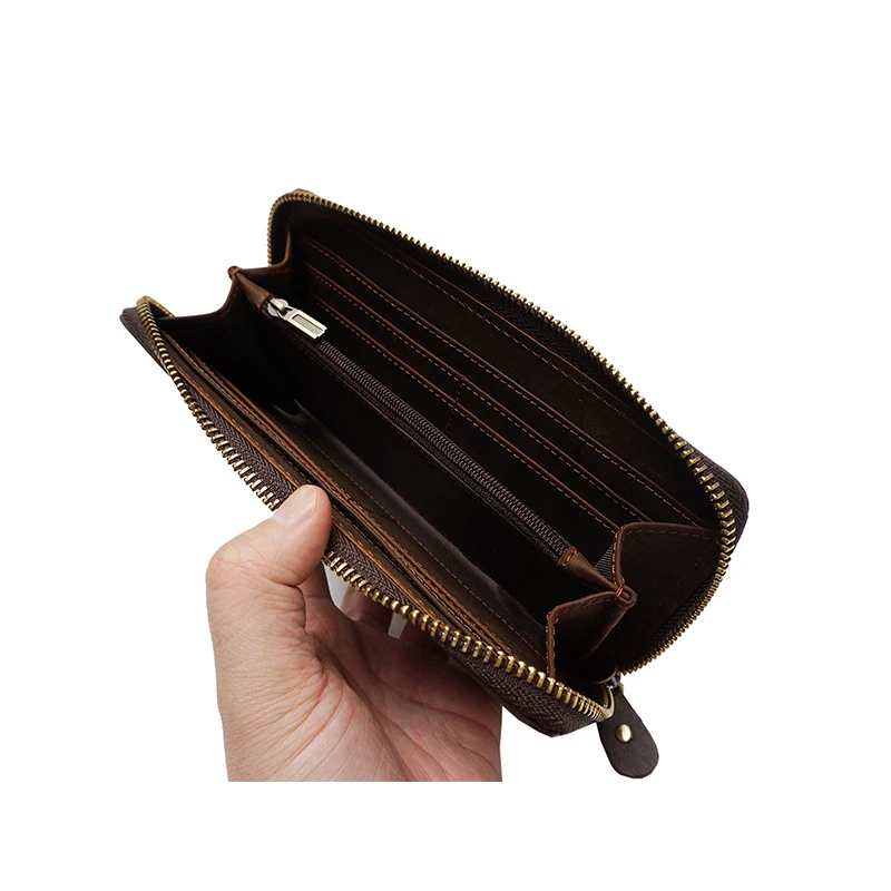 Мужская модная сумка-клатч из натуральной кожи длинный большой вместительный