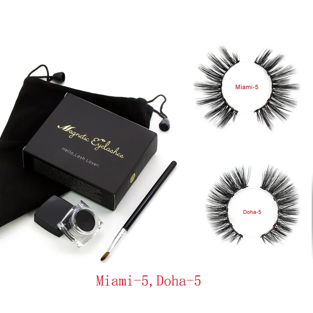 Miami-Doha Магнитная подводка для глаз, крем, Водостойкая Подводка для глаз, гладкая, быстросохнущая подводка для глаз, набор, легко носить, макияж, косметическая подводка для глаз с подарочной коробкой - Цвет: Miami-Doha