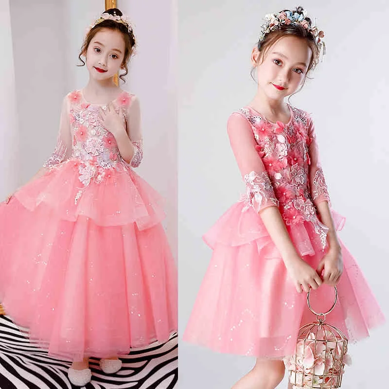 Платья с цветочным узором для девочек на свадьбу Детские праздничные платья