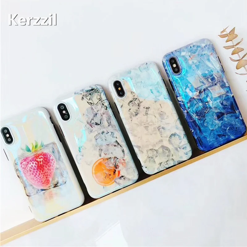 Kerzzil летние фруктовые кубики льда для iPhone 6 6S 7 8 чехлы телефонов Blu-Ray мягкий