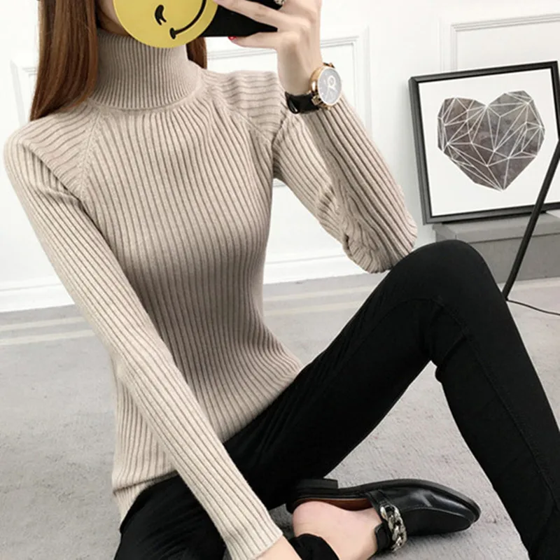 Long Sleeve Turtleneck Autumn Winter Sweaters Fashion 2018 Women And Pullovers Knitted Pullover Sweater Jumper | Женская одежда
