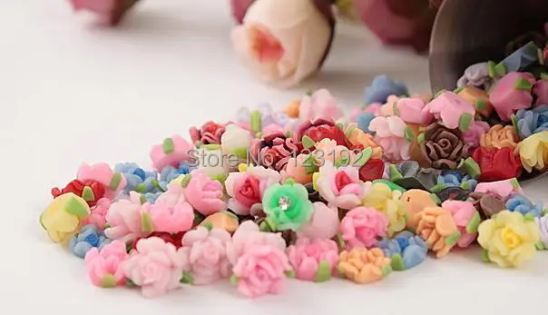 Free Shipping 30pcs Random mixed color Polymer Fimo Rose Shape beads Clay Spacer Beads 15mm For Jewelry Making Craft DIY | Украшения и