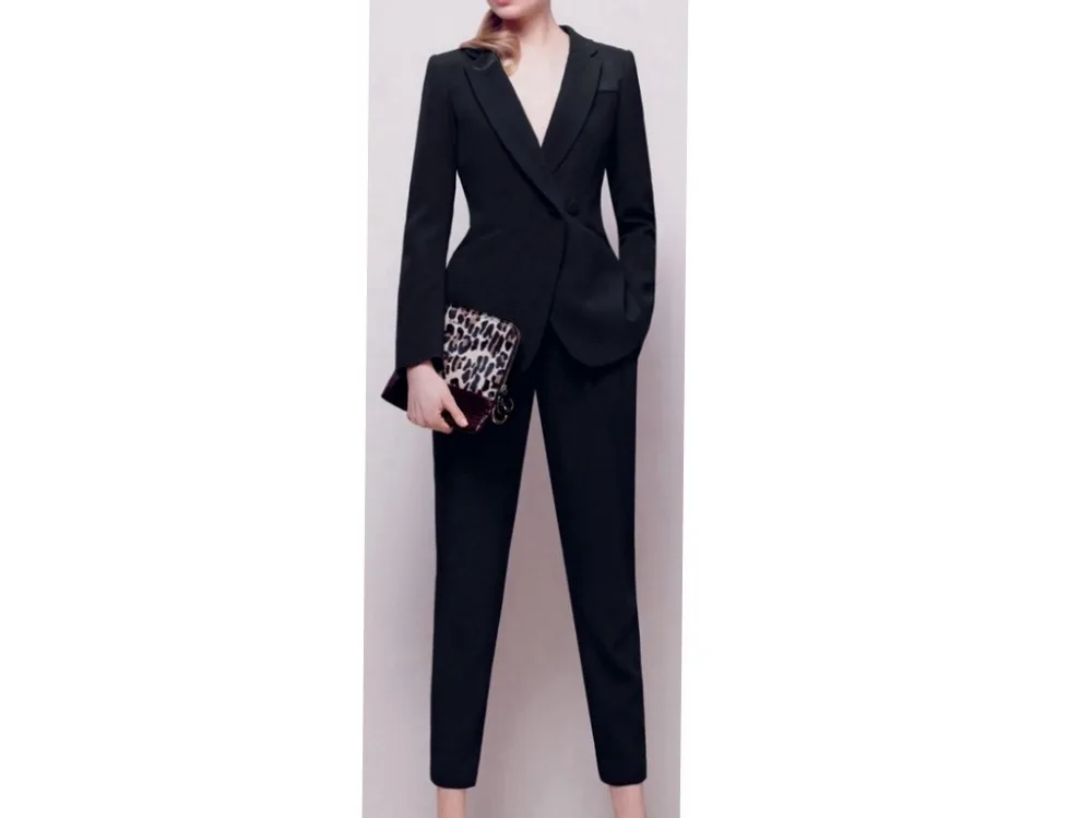 

New Black Women Suit Formal Ladies Business Office Interview Blazers Trouser Suit B331