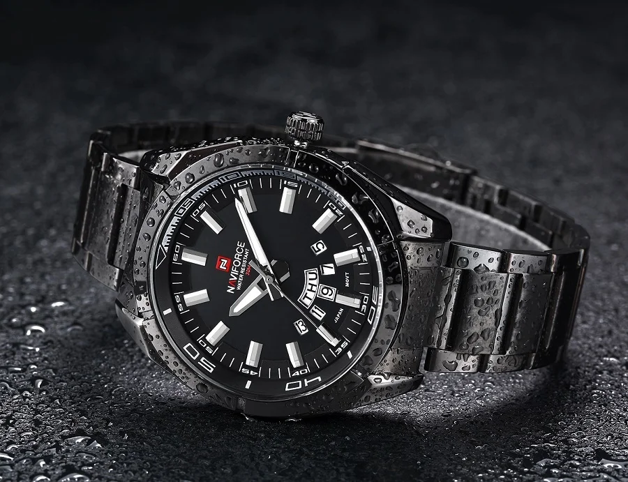 Бренд NAVIFORCE, мужские часы, роскошные, спортивные, кварцевые, 30 м, водонепроницаемые, мужские часы, нержавеющая сталь, ремешок, Авто Дата, наручные часы, Relojes