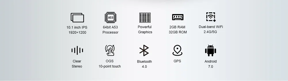 Teclast A10S планшетный ПК MTK8163 64bit Quad-Core 10,1 дюймов 1920*1200 ips Экран 2 Гб оперативной памяти, 32 Гб встроенной памяти, Android 7,0 Wi-Fi Bluetooth gps