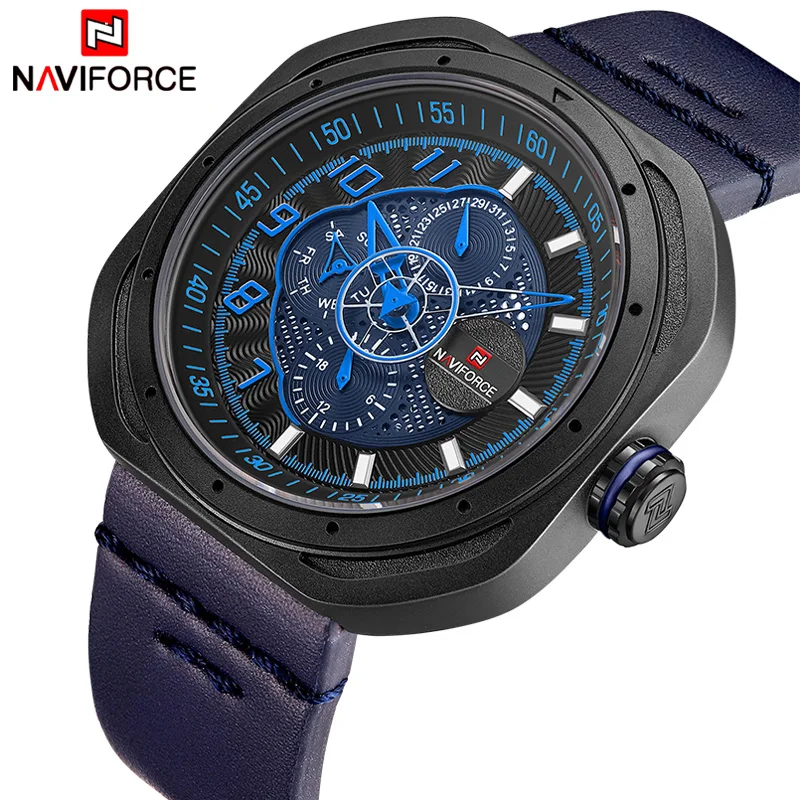 NAVIFORCE 2018 новые мужские спортивные кварцевые часы синие Водонепроницаемые