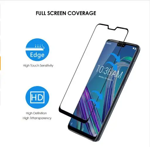 Закаленное стекло с полным клеем для Asus Zenfone Max Pro M2 полное покрытие 9H Защитная
