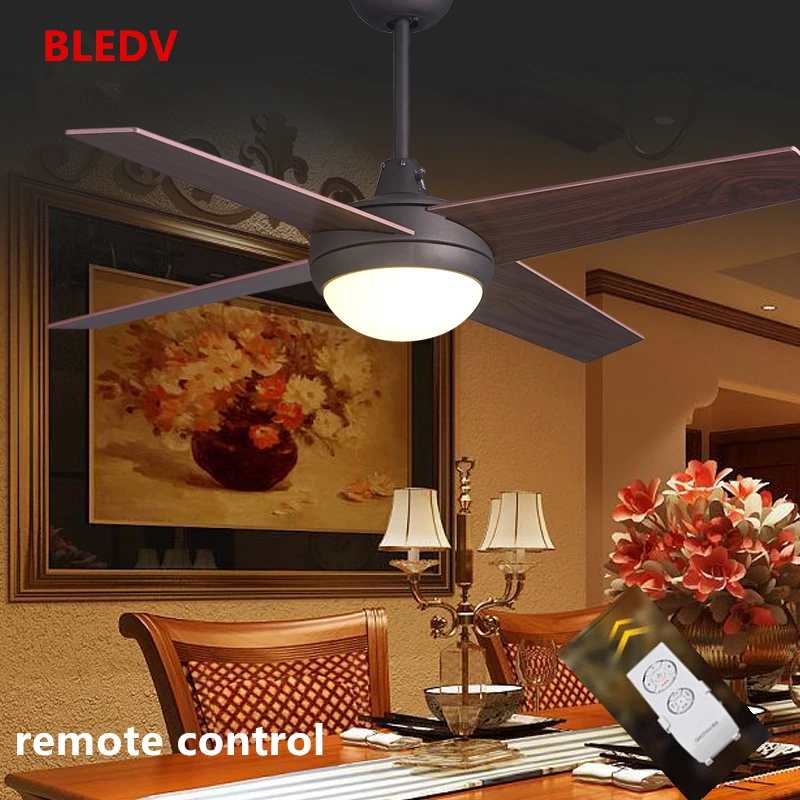 

Factory wholesale LED remote control Ceiling Fan sAmerican retro ceiling fan lights Solid wood fan ceiling fan lights