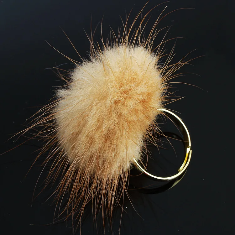 2020 Новое открытое регулируемое кольцо с помпоном креативное для женщин норковым