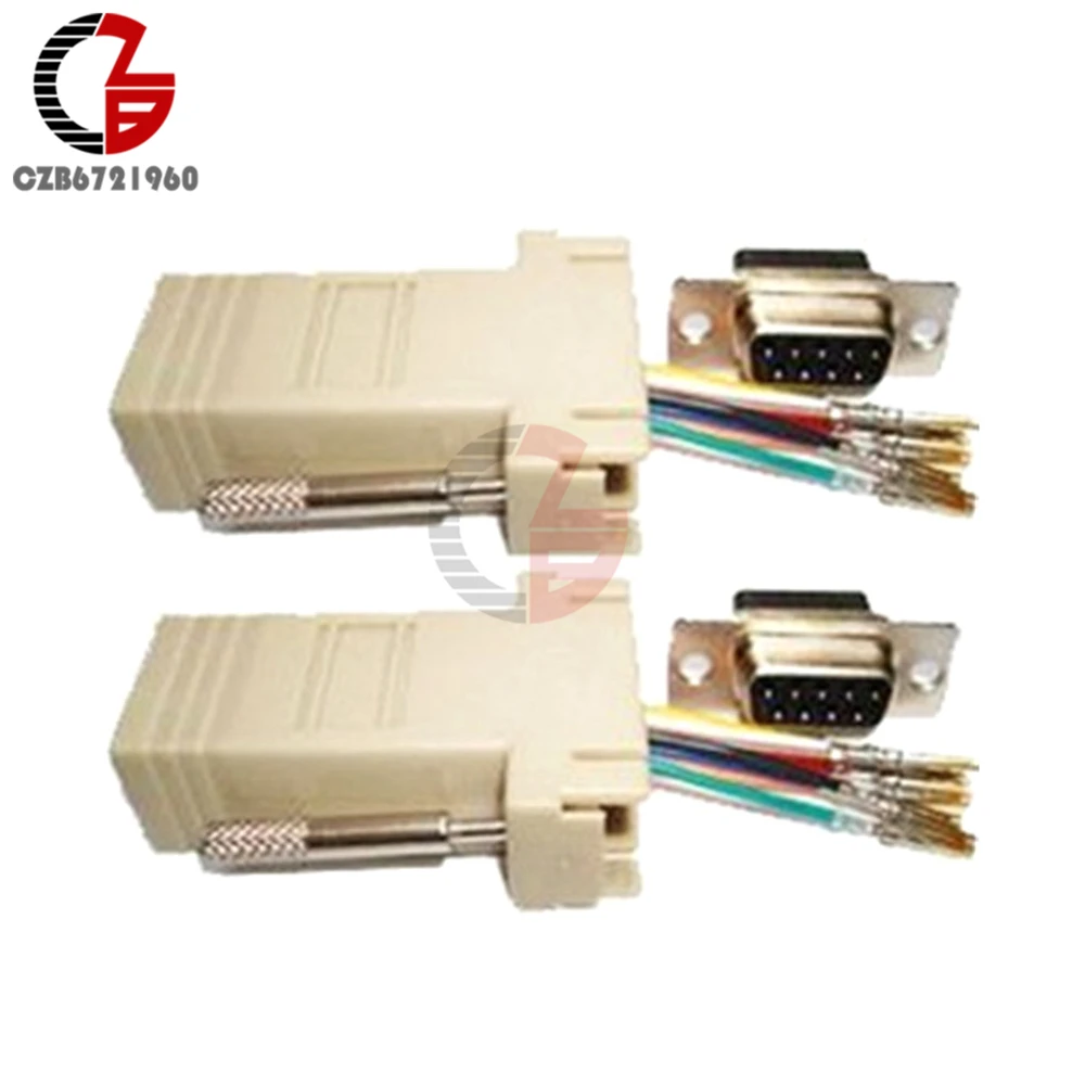 DB9 RS232 Male к RJ45 Female M/F адаптер модуля конвертер соединитель Extender|db9 female adapter|db9 adapterdb9