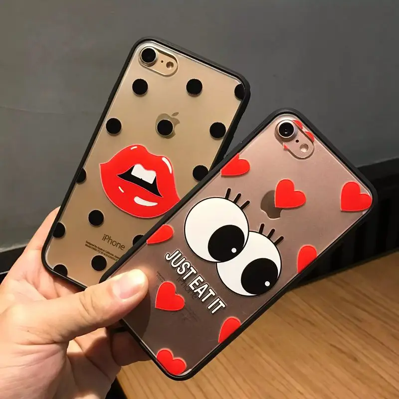 Красные Губы Волновой Точки Чехол Для Телефона iPhone 7 Plus 6 s плюс Мода Милые Большие