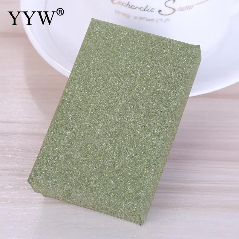 army green 24 шт./лот Лидер продаж прямоугольная бумага пара коробка для кольца сережек подарочные коробки для ожерелья с губкой упаковка - Цвет: army green