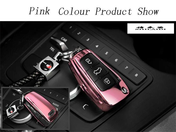 Pink Автомобильный Стайлинг брелоки, накладка, наклейка, Накладка для Audi A1 A3 A3 8P 8L 8V S3 RS3 Q3 Q7 S3 TT, защитный чехол, чехол, авто аксессуары - Название цвета: Pink