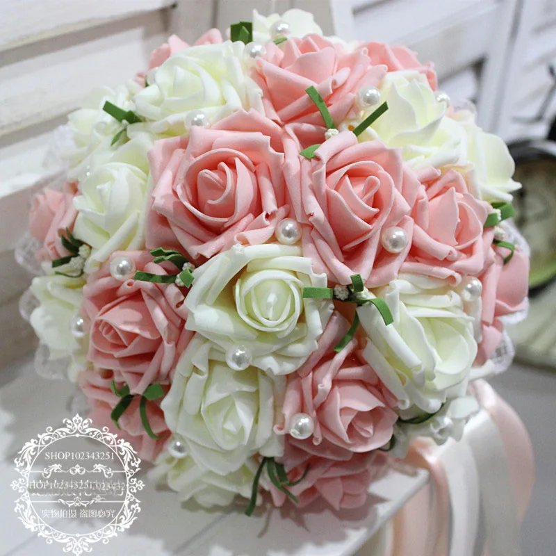 wedding bouquet buque de noiva bridal Handmade Ribbon Flower Bouquets Bridal Bouquet Ivory Boque Accept | Свадьбы и торжества
