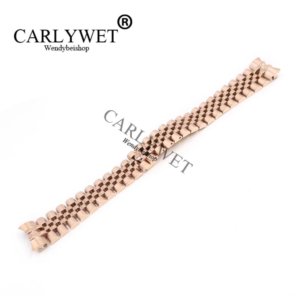 CARLYWET 20 мм 316L нержавеющая сталь юбилейный Серебряный два тона розовое золото наручные часы ремешок Браслет Твердые винтовые звенья изогнутый конец