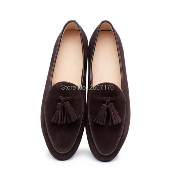 Top Quality Gentlemen Business Casual Shoes Plus Size Slip On Flats Man Black Brown Blue Green Suede Leather Tassel Loafers Men | Обувь