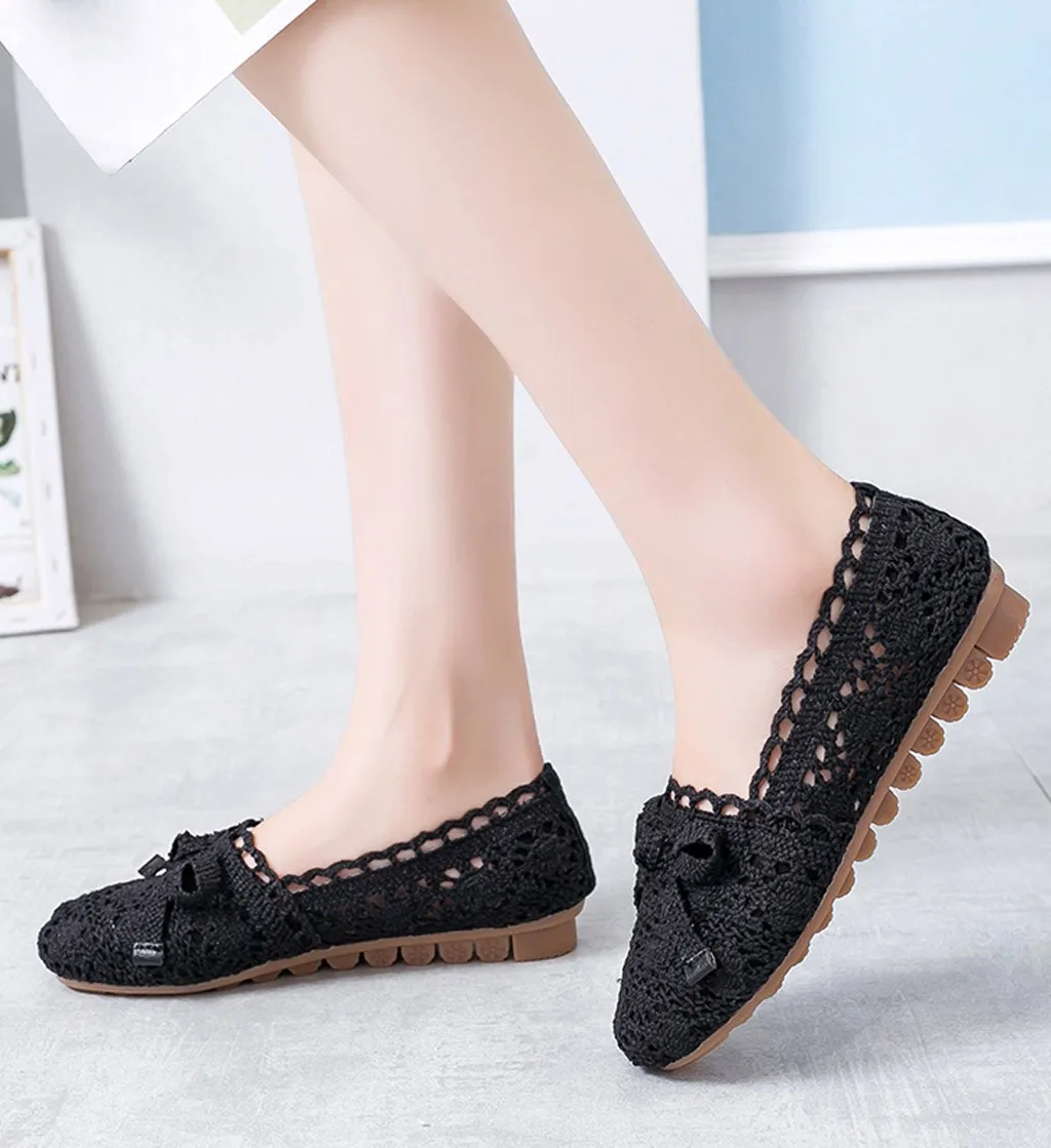 Повседневные кружевные лоферы женская обувь без застежки летние туфли на