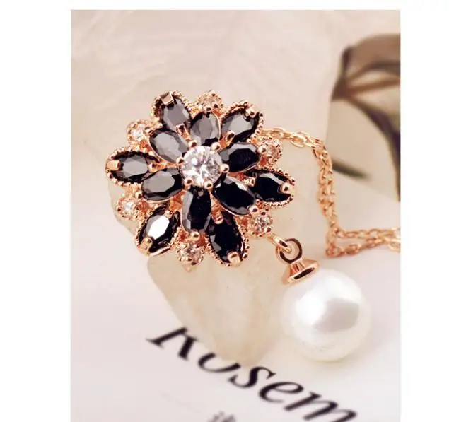 New arrival Romantic Paris famous designer jewelry natural crystal flower design pearl pendant necklace 8089 | Украшения и