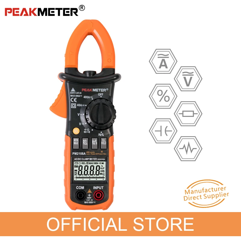 PEAKMETER PM2108 6600 отсчетов AC DC мини цифровой зажим True RMS в токе пик Сопротивление