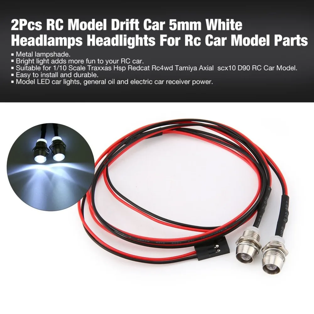2 шт. RC модель Дрифт автомобиля 5 мм фары светодиодные головного света для Traxxas Tamiya