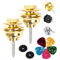 guitar strap lock button end pin screws stainless steel security design for guitarbass with 5 picks