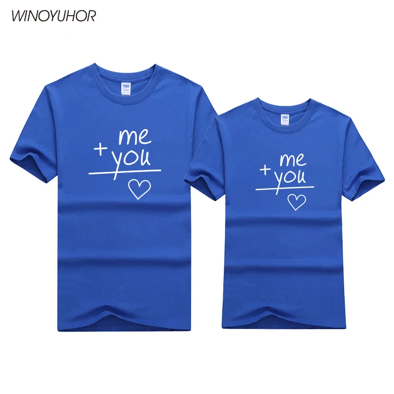 Me Plus You Equals Love Funny Printed T Shirt Women Summer Fashion Couples T-shirts Valentine's Day Gifts Tops Tee Cotton