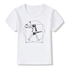 Модная футболка для маленьких мальчиков и девочек с принтом да Винчи рок, детские летние топы с коротким рукавом, детская одежда, ooo767