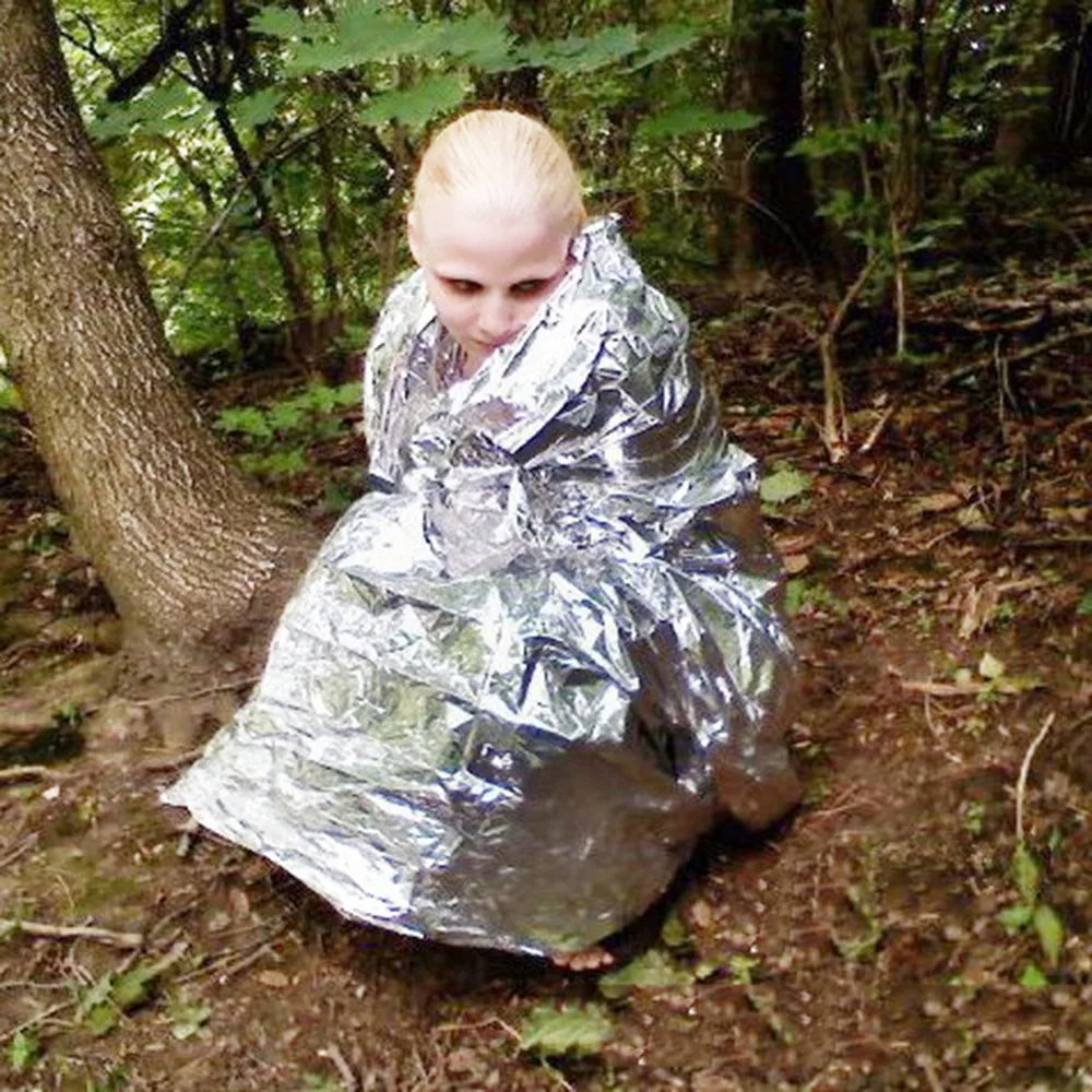 

2PCS 210*140CM Outdoor Life-saving Military Emergency Blanket Survival Rescue Insulation Curtain Blanket Silver