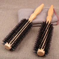authentic wild boar bristles professional styling comb cylindrical roller comb hair comb hair blowing cylindrical wooden comb