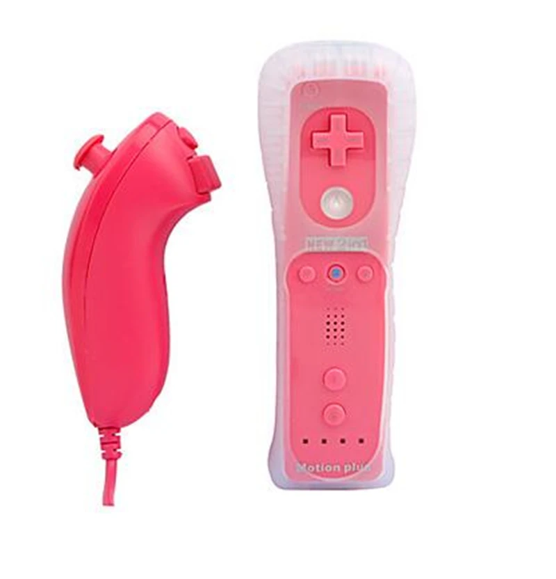 Розовый цвет 2 в 1 беспроводной пульт дистанционного управления для Nintendo Wii