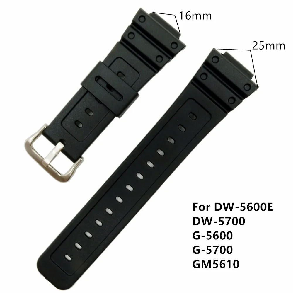 16 мм черный ПВХ ремешок для часов подходит DW-5600E DW-5700 G5600 5700 GM-5610 | Наручные часы