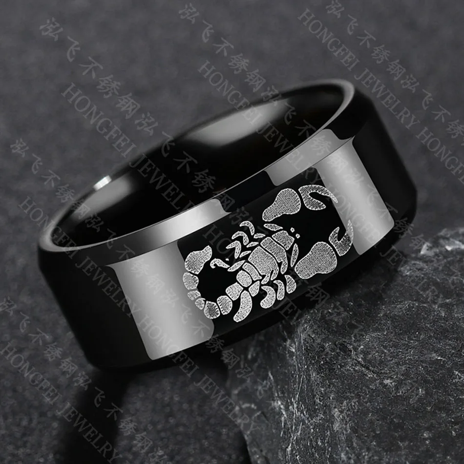 Liumo Trendy Simple Black Punk Style Scorpion Men Stainless Steel Statement Biker Ring Lr709 | Украшения и аксессуары