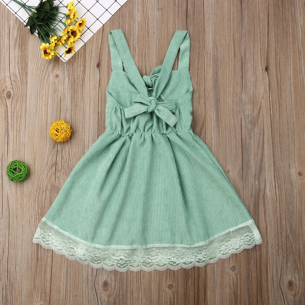 New Kid Baby Girls Tutu Dress Lace Floral Party Stripe Sleeveless Summer Clothes | Детская одежда и обувь