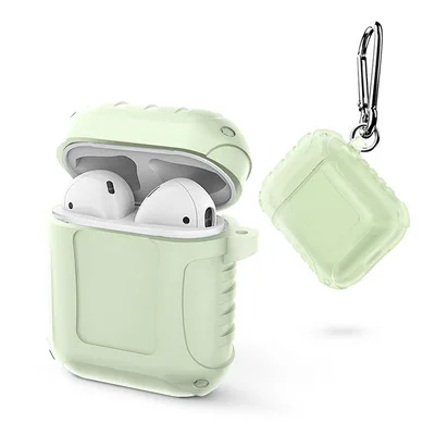 Fluorescent green Hua Eagle новые TWS беспроводные наушники bluetooth ТПУ силиконовый чехол для iphone гарнитуры чехол зарядная коробка защитный чехол размер 1:1 - Цвет: Fluorescent green