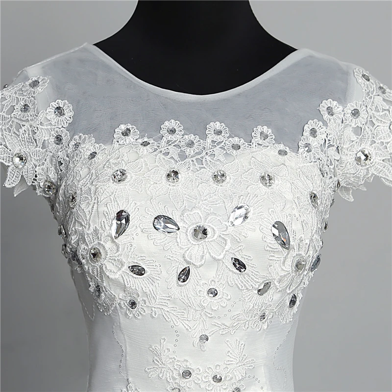 Custom Made Wedding Dress 2020 New Arrival Crystal Appliques Embroidery Lace O-Neck Short Sleeve Princess Gown Vestidos De Novia | Свадьбы и