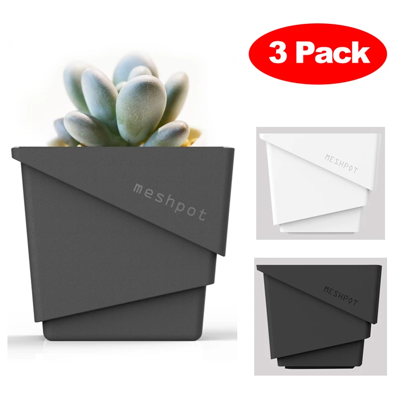 Meshpot 3-Pack горшок для суккулента пластиковый цветочный горшок контейнер садовый горшок, корневой контроль патентной технологии внутренний диаметр. 7 см