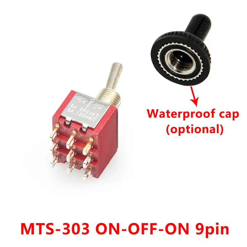 MTS-303 Red 6A 120VAC мини 2 положения вкл. MTS-102 MTS-202 тумблер 3 положения MTS-103 MTS-203 вкл. Выкл. Вкл. Переключатель с водонепроницаемой крышкой - Цвет: MTS-303 Red