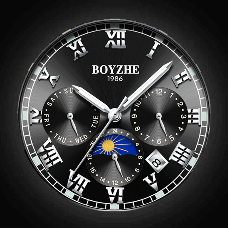 Мужские Роскошные брендовые автоматические механические часы BOYZHE модные