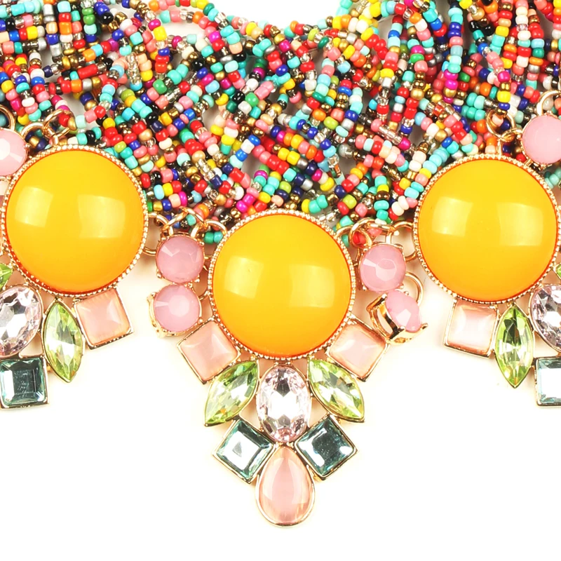 Богемные цветные бусы ручной работы ожерелье большое модное массивное |