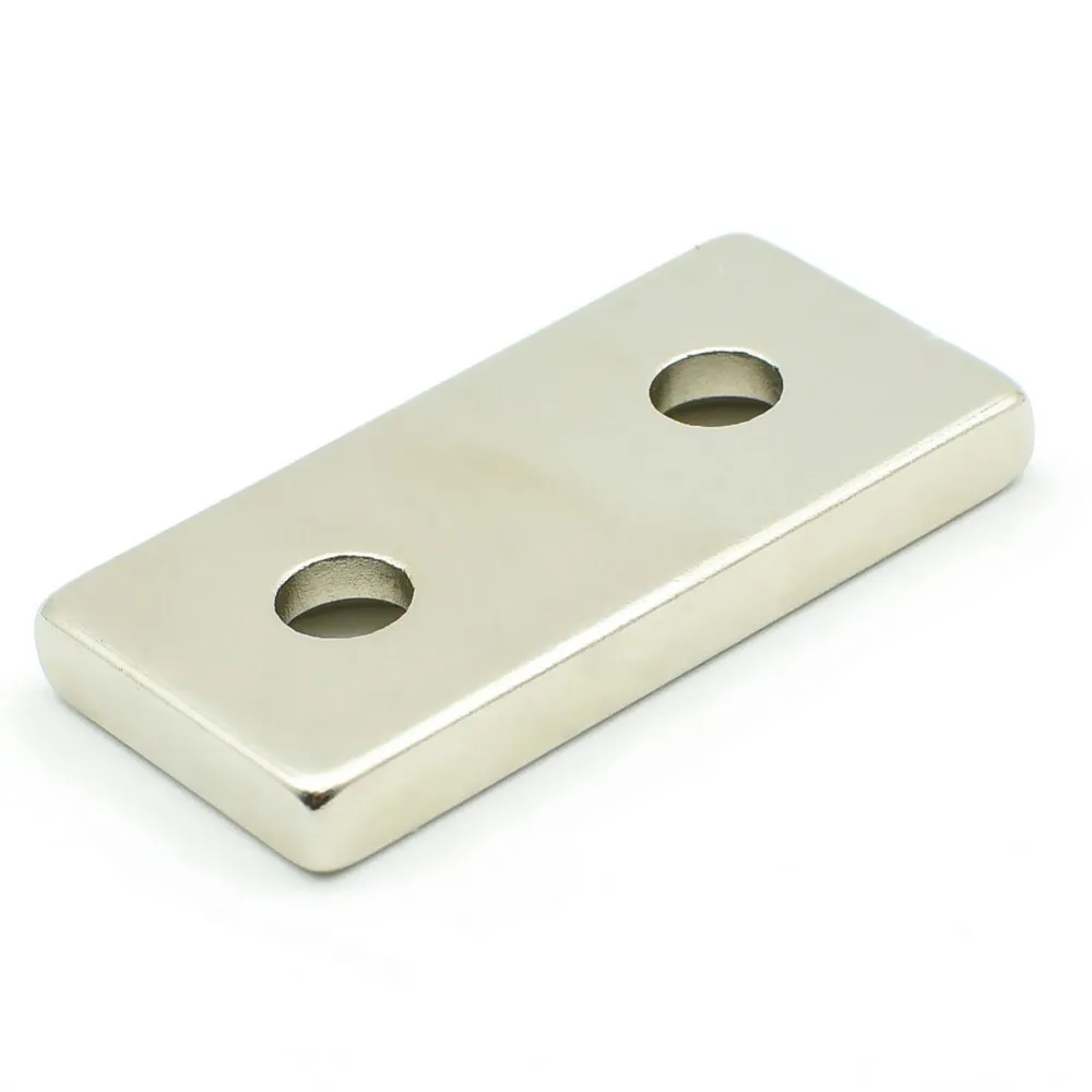 

5pcs NdFeB Strong Garage Magnet 40x25x5 mm with 2 Screw Countersunk Hole Block Neodymium Magnetic Tool Organiser Hanger Powerful