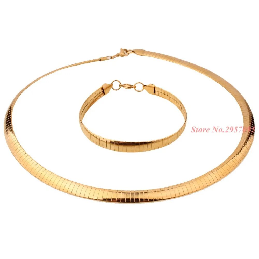 Новый Модный женский ошейник из нержавеющей стали золотистого/серебристого