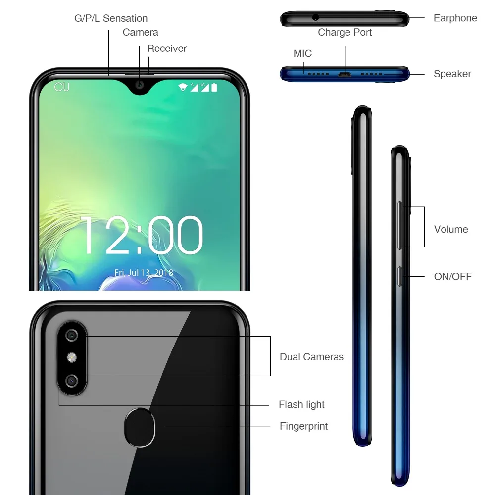 OUKITEL C15 PRO 6 088 "FHD 19:9 смартфон с четырёхъядерным процессором MT6761 ОЗУ 2 Гб ПЗУ 16 ГБ 4