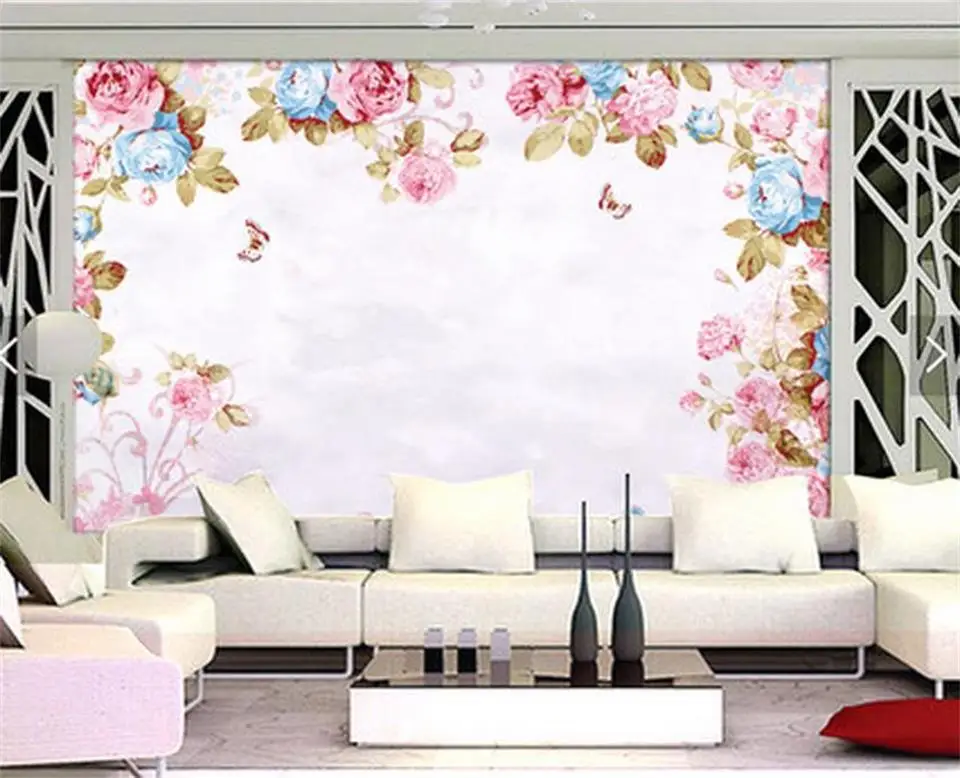 3d обои на заказ фотообои настенная гостиная европейская ручная роспись цветы