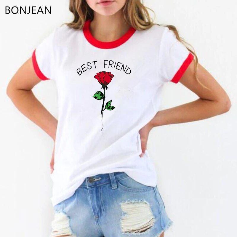 Футболка женская с принтом Best friend rose и графическим лето 2019 | Женская одежда