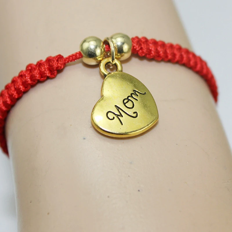 Браслет с надписью I Love You Mom Lucky Красная веревочная нить Charm подарок на день матери