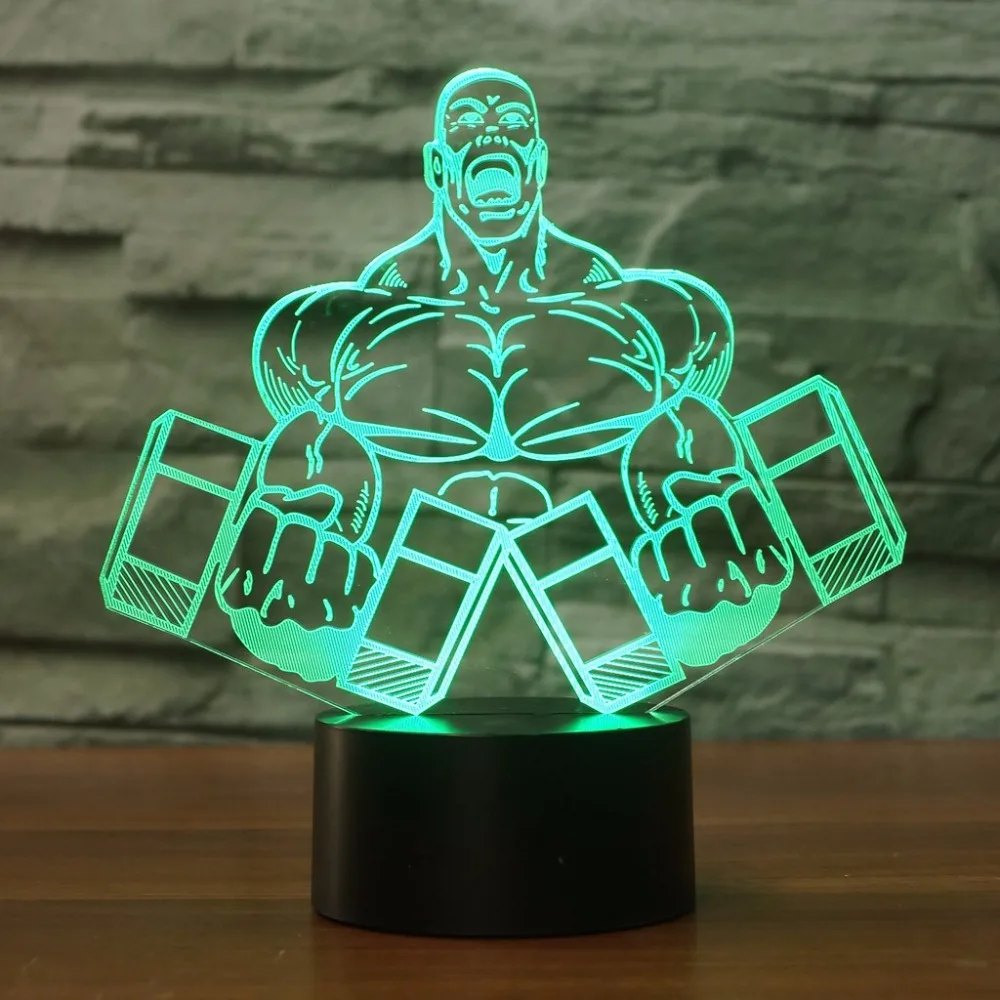 Гантели для фитнеса 3d ночник спальни Led Настольная лампа 7 цветов Изменение